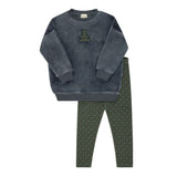 Boys Velour Plaid Bear Collection Sweatshirt & Leggings Set