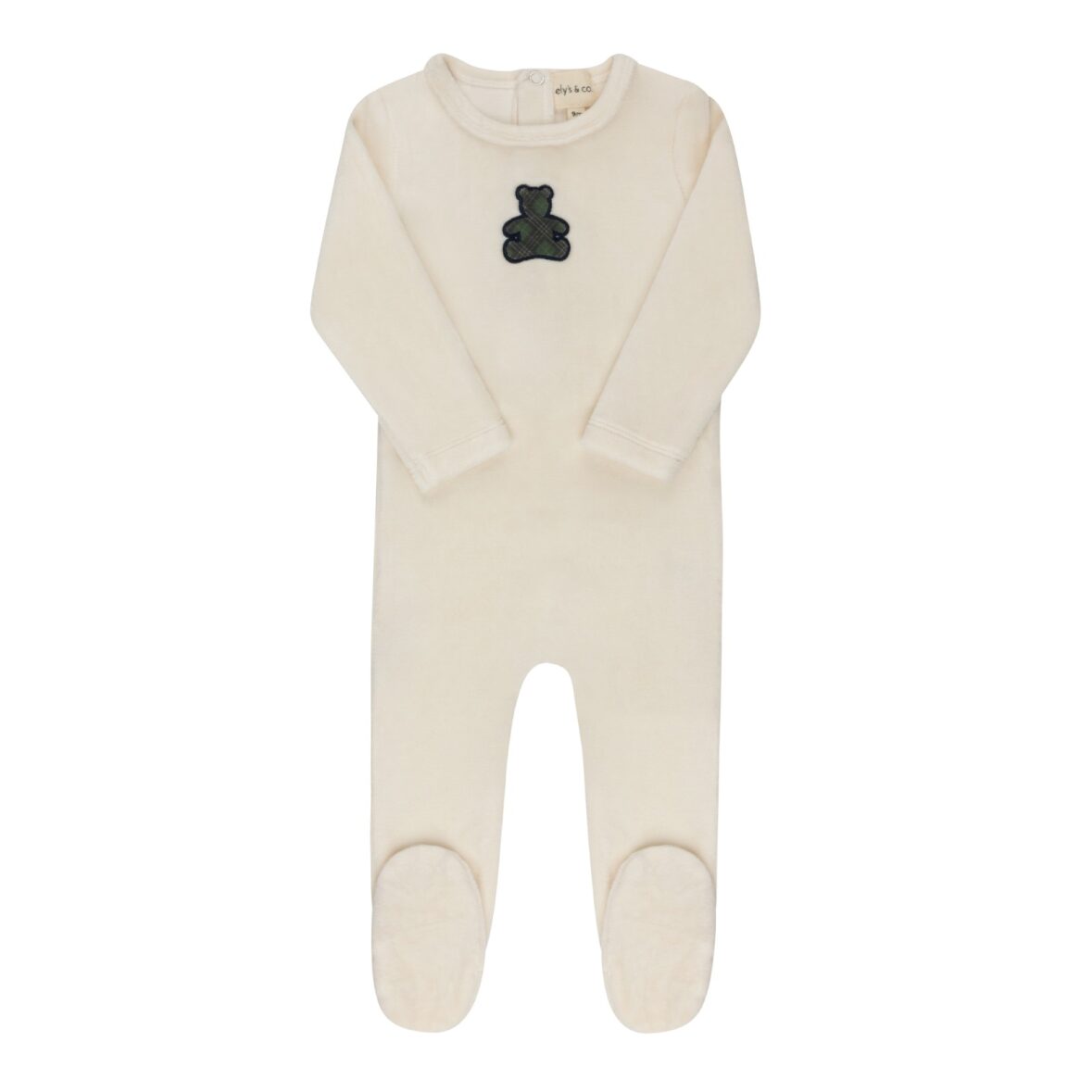 Boys Velour Plaid Bear Collection Footie