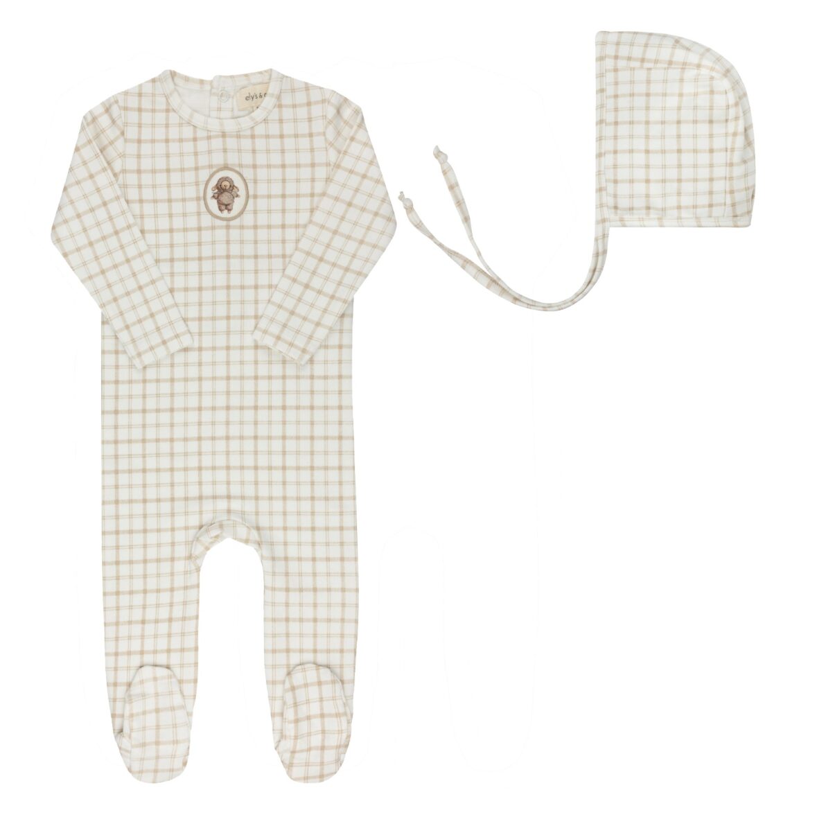 Beige Plaid Sheep Collection Footie