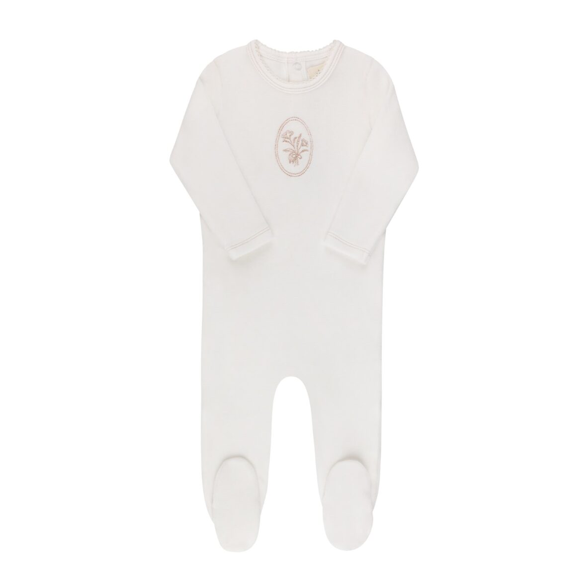 Pink Velour Center Floral Collection Footie