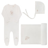Pink Velour Center Floral Collection Footie