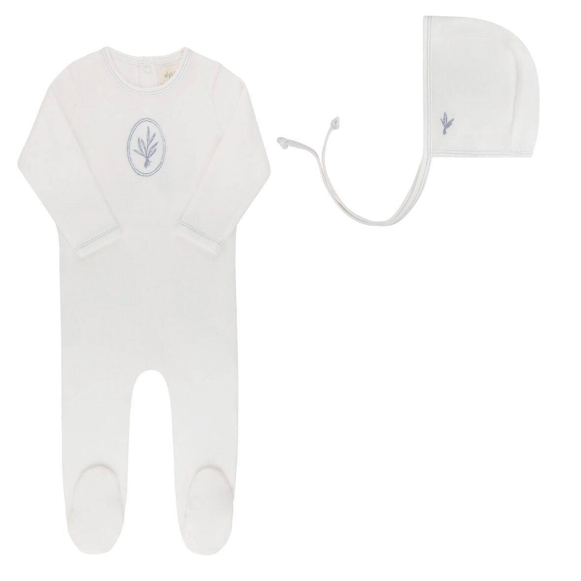 Blue Velour Center Floral Collection Footie