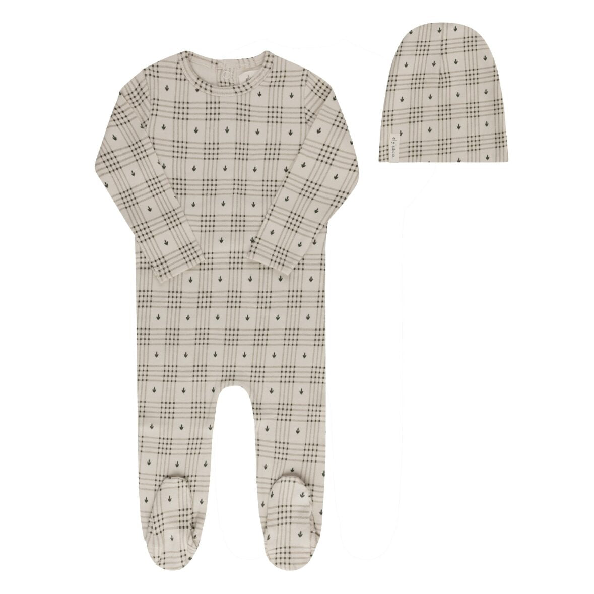 Tan Floral Plaid Collection Footie