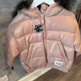 Metallic Pink Down Puffer Coat