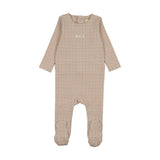 Oat Grid Print Footie