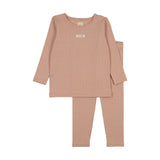 Dusty Pink Grid Print Lounge Set