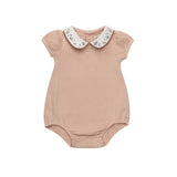 Pink Embroidered Floral Collar Collection Romper