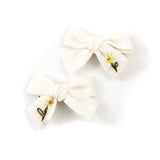 Felicity Summer Soirée Linen Floral Embroidered Double Clip Set