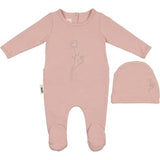 Embroidered Rose Footie