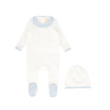 Blue Stripe Collar Monogram Footie Set