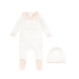 Pink Stripe Collar Monogram Footie Set