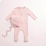 Girls Sweet Classic Pointelle Footie + Beanie