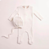 Girls Sweet Classic Pointelle Footie + Beanie