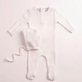 Boys Sweet Classic Pointelle Footie + Beanie