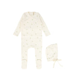 White/Green Pointelle Wrap Footie