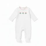 Embroidered Flower Footie