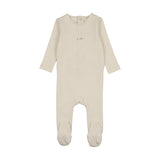Cream/Blue Grid Print Footie