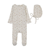 Cream/Pink Garden Cluster Print Footie