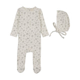 Cream/Blue Garden Cluster Print Footie
