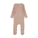 Pale Pink Linear Print Footie