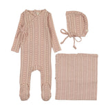 Pale Pink Linear Print Footie
