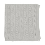 Blue Intricate Knit Cardigan Footie + Hat