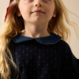 Sweet Campaign Denim Collar Ruffle Sweatshirt