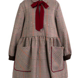Bow Embellished Prince of Wales Dress