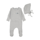 Blue Rattles Pointelle Footie + Bonnet