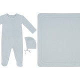 Kipp Baby Whispering Blooms Footie, Hat & Blanket Set in Blue