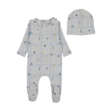 Blue Summer Plaid Footie + Beanie