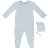 Blue Petit Ours Footie & Hat Set