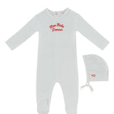 Red Mon Bebe Footie & Hat Set