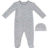 Blue Woodland Toile Footie & Hat Set