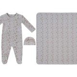 Taupe Woodland Toile Footie & Hat Set