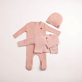 Caramel Velour Cardigan Ribbed Footie