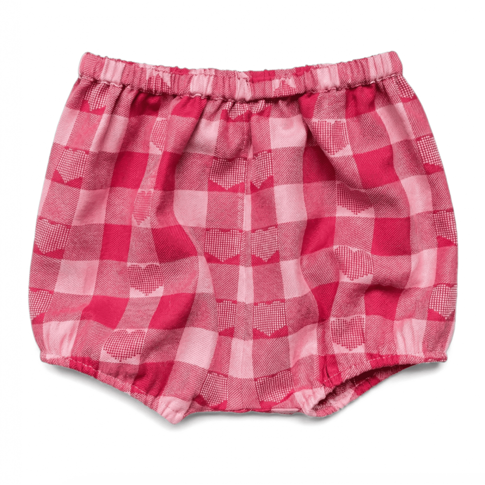Louis Louise Twill Check Heart London Bloomer in Pink/Burgundy