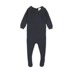 Lilette Knit Embroidered Footie Set with bonnet in Navy