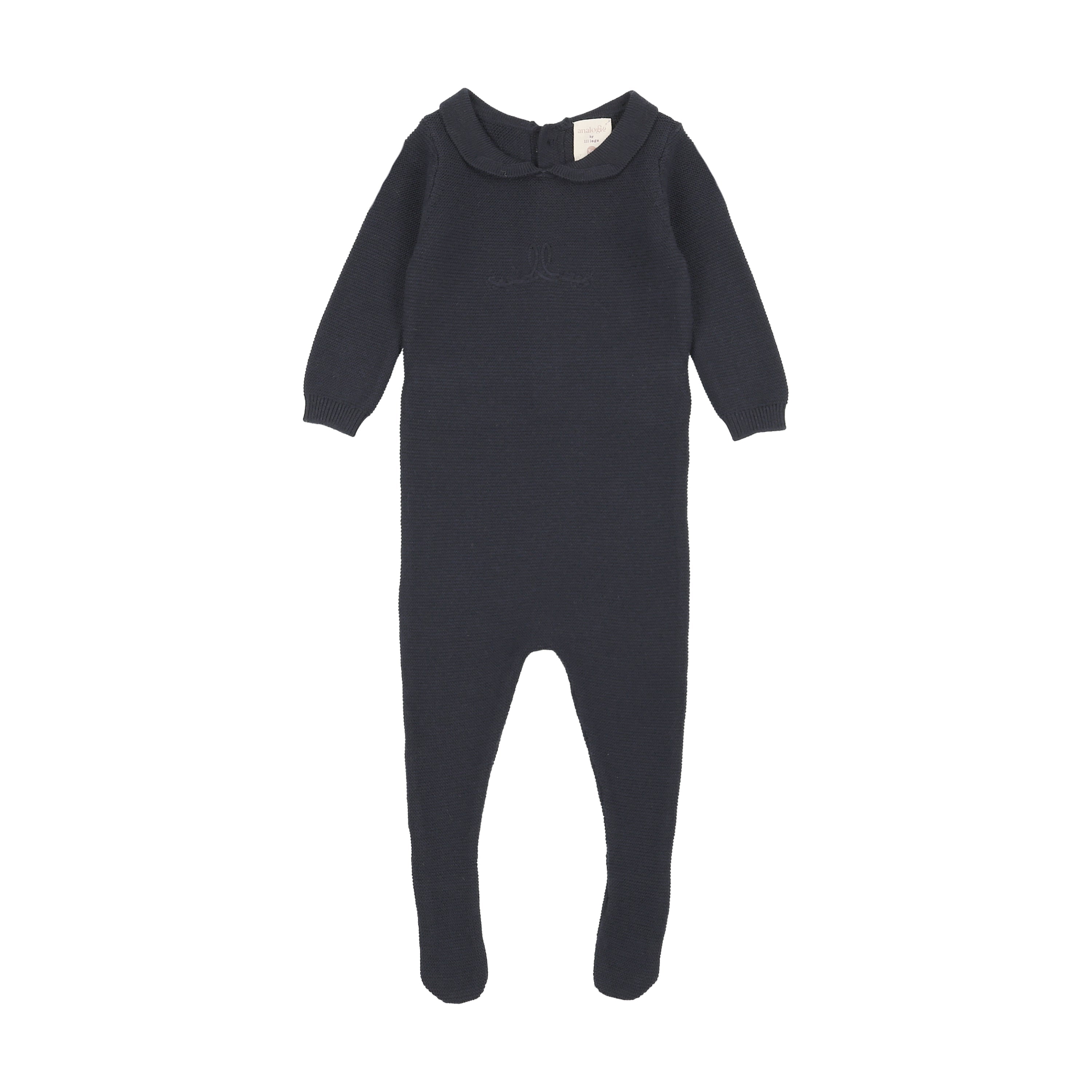 Lilette Knit Embroidered Footie in Navy