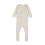 Lilette Knit Embroidered Footie in Cream