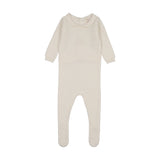 Lilette Knit Embroidered Footie in Cream
