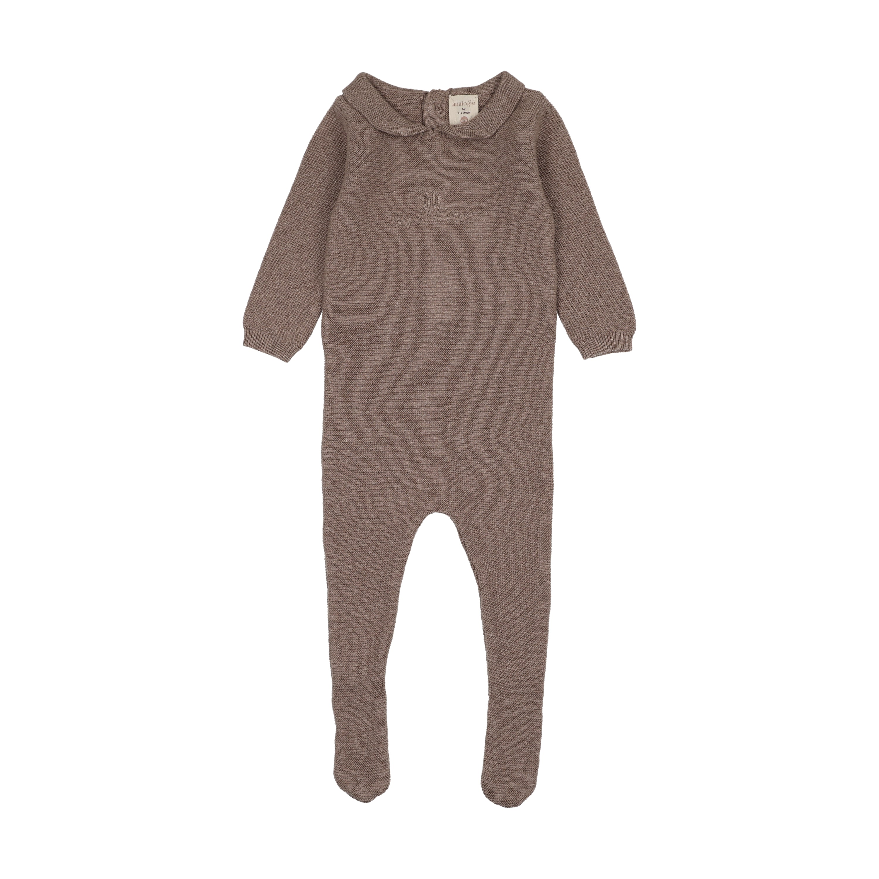 Lilette Knit Embroidered Footie in Misty Oat Heather