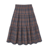 Midnight Plaid Tiered Midi Skirt