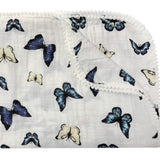 Blue and Taupe Butterfly Swaddle